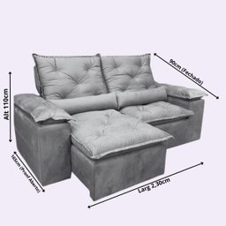Sofa Retratil Reclinavel Tecido Veludinho Para Sala 2,30m Cor:Violeta - 5