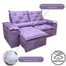 Sofa Retratil Reclinavel Tecido Veludinho Para Sala 2,30m Cor:Violeta - 4