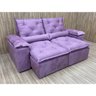 Sofa Retratil Reclinavel Tecido Veludinho Para Sala 2,30m Cor:Violeta - 1