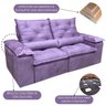 Sofa Retratil Reclinavel Tecido Veludinho Para Sala 2,30m Cor:Violeta - 3
