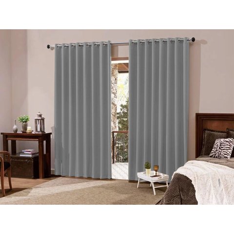 Cortina Blackout Tecido Quarto Casal Sala 3,00x2,30 M - Cinza