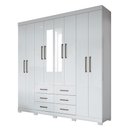 Ver imagem 1 de Guarda Roupa Casal Com Espelho 8 Portas 6 Gavetas Liverpool 8.6 Branco - Santos Andirá