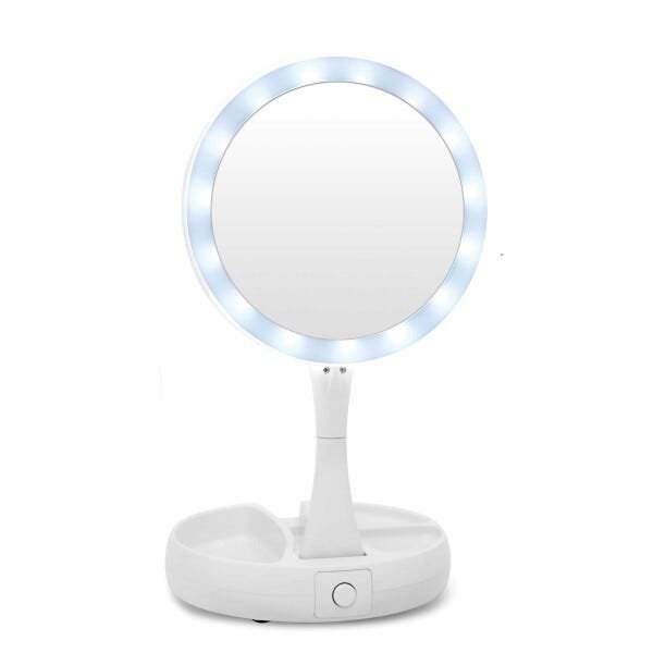 Espelho de Luz LED Dobravel Aumenta 10x Maquiagem Portátil - 2
