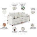 Ver imagem 3 de Sofá 3 Lugares Living 192cm Pé Madeira Zoe Boucle Bege Z08 - Mpozenato
