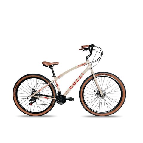 Bicicleta Aro 29 Colli Vancouver Confort 21 Marchas Freio a Disco Bege Retrô