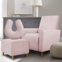 Ver imagem 4 de Kit Amamentação Poltrona + Puff + Almofada Julia Suede Rosa Bebe Inova Decorações