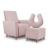 Kit Amamentação Poltrona + Puff + Almofada Julia Suede Rosa Bebe Inova Decorações - 1