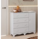 Ver imagem 4 de Comoda Junior New 1 Porta 4 Gavetas - Moveis Peroba Branco Brilho