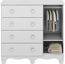 Ver imagem 2 de Comoda Junior New 1 Porta 4 Gavetas - Moveis Peroba Branco Brilho