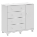 Ver imagem 1 de Comoda Junior New 1 Porta 4 Gavetas - Moveis Peroba Branco Brilho