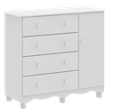 Ver imagem 1 de Comoda Junior New 1 Porta 4 Gavetas - Moveis Peroba Branco Brilho