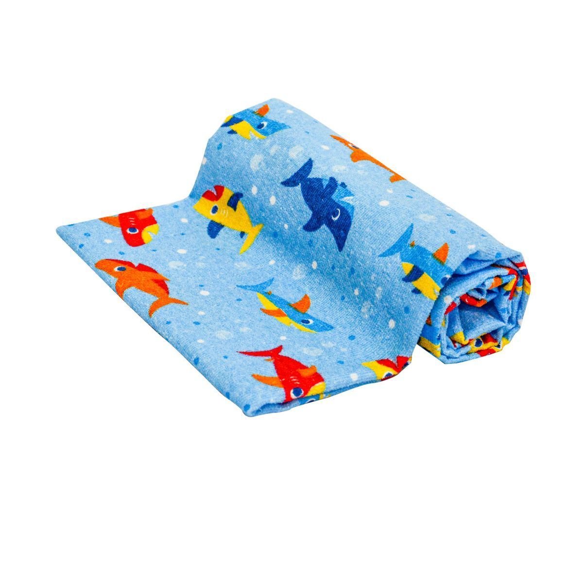 Toalha de Banho Infantil Kids 70 Cm X 1,20 Felpa Aveludada: Tubarão - 1