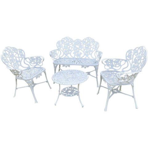 Conjunto Namoradeira e 2 Poltronas Nova Hera Alumínio Fundido branco