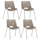 Ver imagem 1 de Kit 04 Cadeiras Empilhável Fixa Liked F02 Base Aço Cinza Nude - Lyam Decor