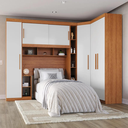 Ver imagem 1 de Guarda-Roupa Modular Solteiro 6 Portas 2 Gavetas Gênova Plus Freijó/Off White