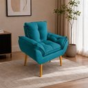 Ver imagem 1 de Poltrona Opala Decorativa com Pés Palito Suede Confortável Turquesa 85cm
