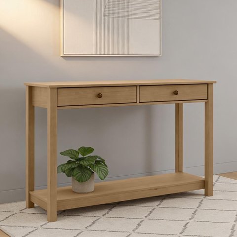 Aparador Madeira Maciça para Sala 2 Gavetas 120cm Ethos F06 Freijó - Lyam Decor