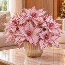 Ver imagem 3 de Flor Natal Artificial Rosa Decoração Enfeite 30cm Kit 6PÇS