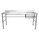 Ver imagem 1 de Bancada / Mesa Pia Em Aço Inox com Uma Cuba (56x34x14) A Direita (110x70x85)