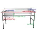 Ver imagem 2 de Bancada / Mesa Pia Em Aço Inox com Uma Cuba (56x34x14) A Esquerda (150x70x85)