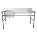 Ver imagem 1 de Bancada / Mesa Pia Em Aço Inox com Uma Cuba (56x34x14) A Esquerda (150x70x85)