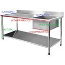 Ver imagem 2 de Bancada / Mesa Pia Em Aço Inox com Uma Cuba (56x34x14) A Direita E Prateleira (100x70x85)