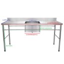 Ver imagem 2 de Bancada / Mesa Pia Em Aço Inox com Uma Cuba (56x34x14) Ao Centro (170x70x85)