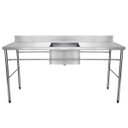 Ver imagem 1 de Bancada / Mesa Pia Em Aço Inox com Uma Cuba (56x34x14) Ao Centro (150x70x85)