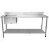 Bancada / Mesa Pia Em Aço Inox com Uma Cuba (56x34x14) A Esquerda E Prateleira (180x70x85) - 1