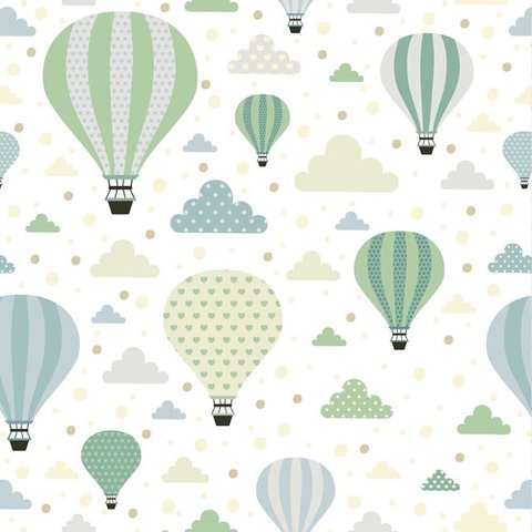 Papel de Parede Baby Balões em Tons Verdes - 2,50x0,50m