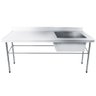 Bancada / Mesa Pia Em Aço Inox com Uma Cuba (50x40x25) A Direita (150x70x85) - 1