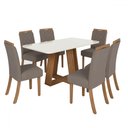 Ver imagem 2 de Mesa de Jantar 6 Lugares Lins/bella com Vidro Nature/off White/amêndoa Henn