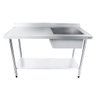 Bancada / Mesa Pia Em Aço Inox com Uma Cuba (50x40x25) A Direita E Prateleira (140x70x85) - 1