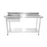 Bancada / Mesa Pia Em Aço Inox com Uma Cuba (50x40x25) A Esquerda E Prateleira (160x70x85) - 1