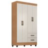 Guarda-roupa Solteiro Grande 4 Portas 2 Gavetas e 4 Prateleiras Lisa Mdp Nature/off White - 1