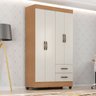 Guarda-roupa Solteiro Grande 4 Portas 2 Gavetas e 4 Prateleiras Lisa Mdp Nature/off White - 8