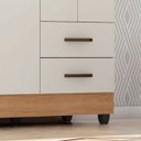 Ver imagem 7 de Guarda-roupa Solteiro Grande 4 Portas 2 Gavetas e 4 Prateleiras Lisa Mdp Nature/off White