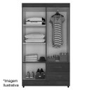 Ver imagem 2 de Guarda-roupa Solteiro Grande 4 Portas 2 Gavetas e 4 Prateleiras Lisa Mdp Nature/off White