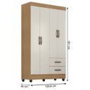 Ver imagem 3 de Guarda-roupa Solteiro Grande 4 Portas 2 Gavetas e 4 Prateleiras Lisa Mdp Nature/off White