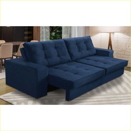 Sofá Retrátil e Reclinável 2 Lugares 1,50m com Molas Melissa Suede Azul Rover & Beato - 1