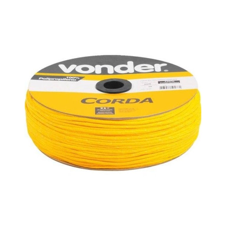 Corda multifilamento trançada 6 mm x 165 m amarela em carretel Vonder