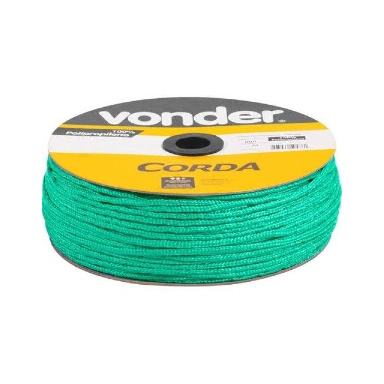 Corda multifilamento trançada 6 mm x 165 m verde em carretel Vonder