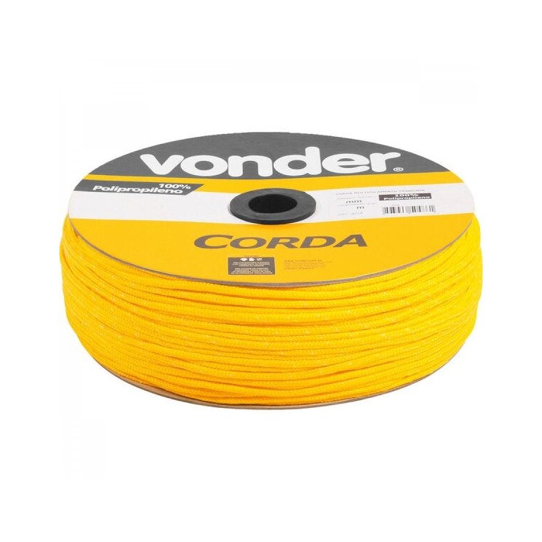 Corda multifilamento trançada 5 mm x 250 m amarela em carretel Vonder