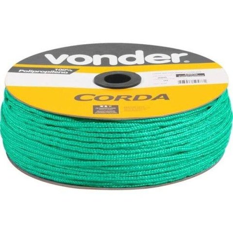 Corda multifilamento trançada 4 mm x 360 m verde em carretel Vonder