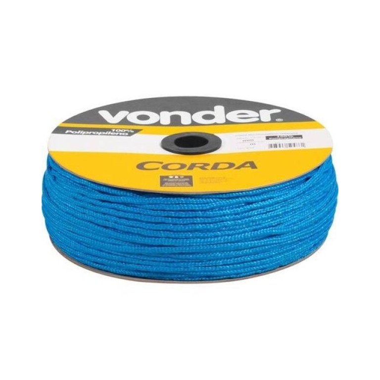 Corda multifilamento trançada 6 mm x 165 m azul em carretel Vonder