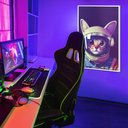 Ver imagem 2 de Quadro Decorativo Gato Astronauta Moldura Cx Alta 40x60 Arte na Arte Moldura Branca