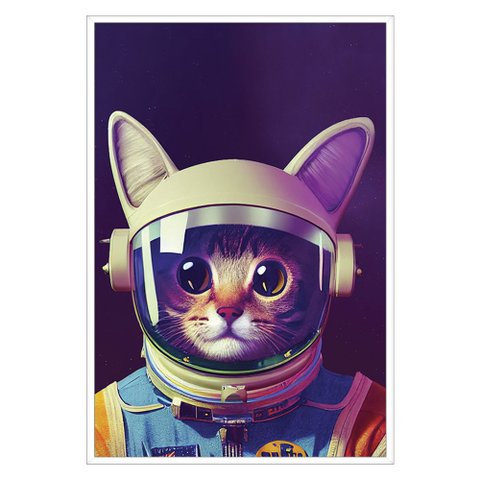 Quadro Decorativo Gato Astronauta Moldura Cx Alta 40x60 Arte na Arte Moldura Branca