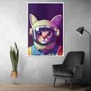 Ver mais imagens de Quadro Decorativo Gato Astronauta Moldura Cx Alta 40x60 Arte na Arte Moldura Branca