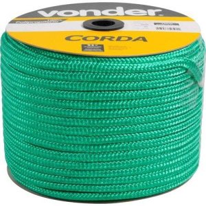 Corda multifilamento trançada 12 mm x 140 m verde em carretel Vonder