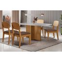 Ver imagem 1 de Conjunto: Mesa de Cozinha Berlim Curvo 120cm + 4 Cadeiras Havana Naturale/Off White - Suede Marrom